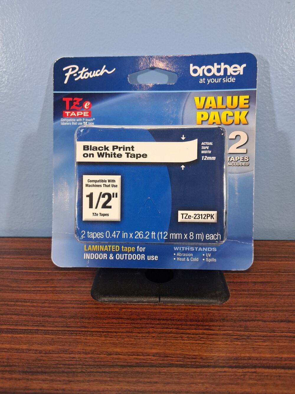 New Genuine Brother P-Touch TZe-2312PK Black on White Tape NIP
